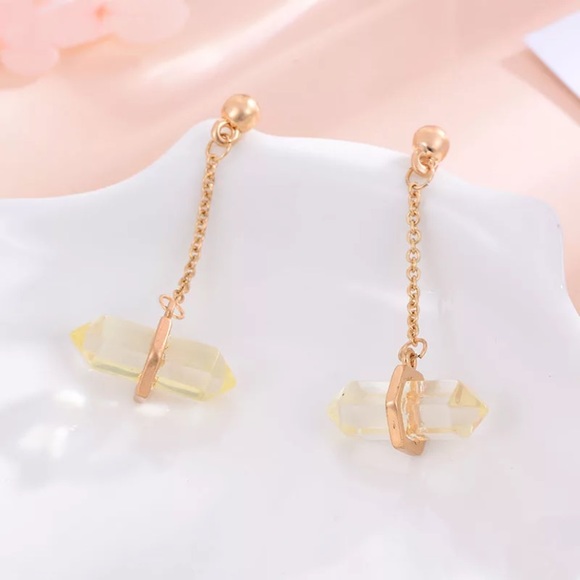 BOGO! Linear Crystal Earrings Modern Boho Black - Picture 5 of 7